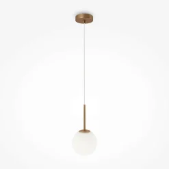 Suspension globe dorée - verre dépoli 15 cm DELTONA