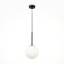 Suspension globe noire - verre dépoli 20 cm DELTONA