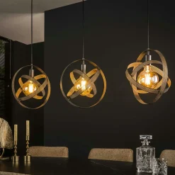 Suspension industrielle 3 globes en métal percé RALF