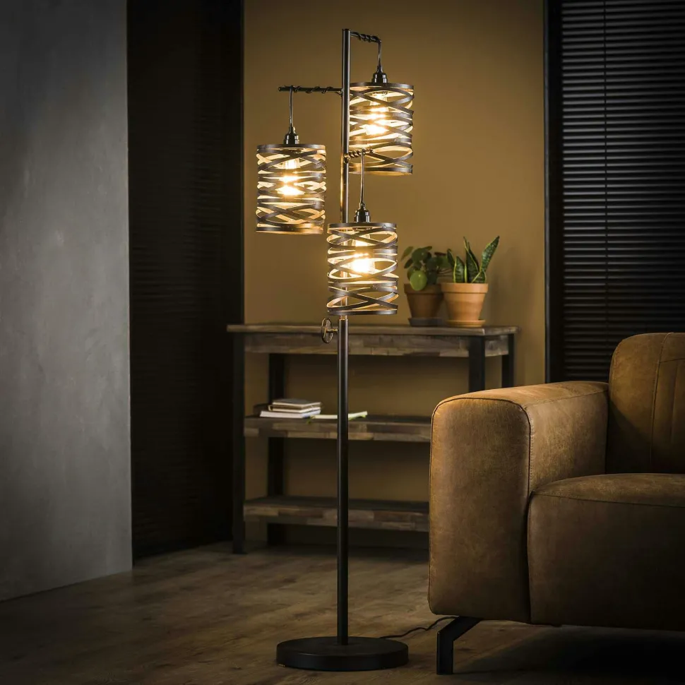 Suspension industrielle 3 lampes anneaux croisés TRIBECA