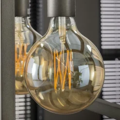 Suspension industrielle abat-jour verre et métal 7 lampes NOVA