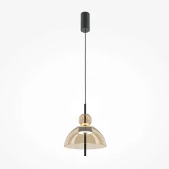 Suspension LED moderne - verre ambré silhouette ronde NORA