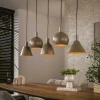 Suspension îlot cuisine 5 abat-jour métal beige TRIBECA