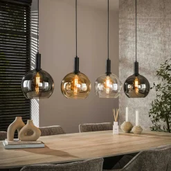 Suspension îlot cuisine 4 globes multicolores NOVA