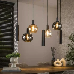 Suspension îlot cuisine 3 globes multicolores NOVA