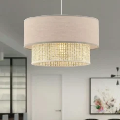 Suspension moderne - double abat-jour sable ZURICH
