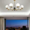 Suspension moderne – 8 globes & marbre noir DELTONA