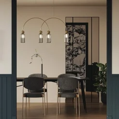Suspension moderne double arche - verre ambré SOLANA