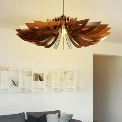 Suspension moderne en tissu - abat-jour liseré doré ZURICH
