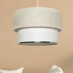 Suspension moderne en tissu - gris et écru ZURICH