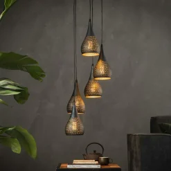 Suspension moderne goutte 7 lampes ajourées RALF