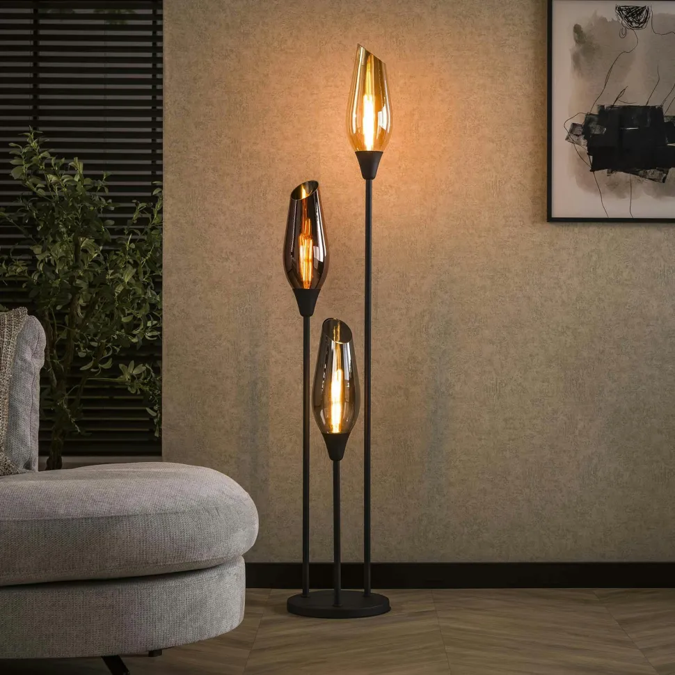 Suspension multiple en verre teinté 7 lampes NOVA