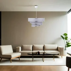 Suspension salon grise - abat-jour triple, moderne ZURICH
