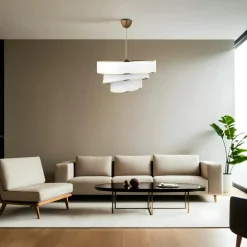 Suspension salon noir et or - abat-jour triple, design ZURICH