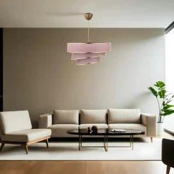 Suspension salon noir et or - abat-jour triple, design ZURICH