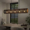 Suspension tube en métal noir perforé 5 lampes RALF