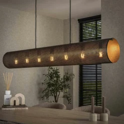 Suspension tube en métal noir perforé 5 lampes RALF