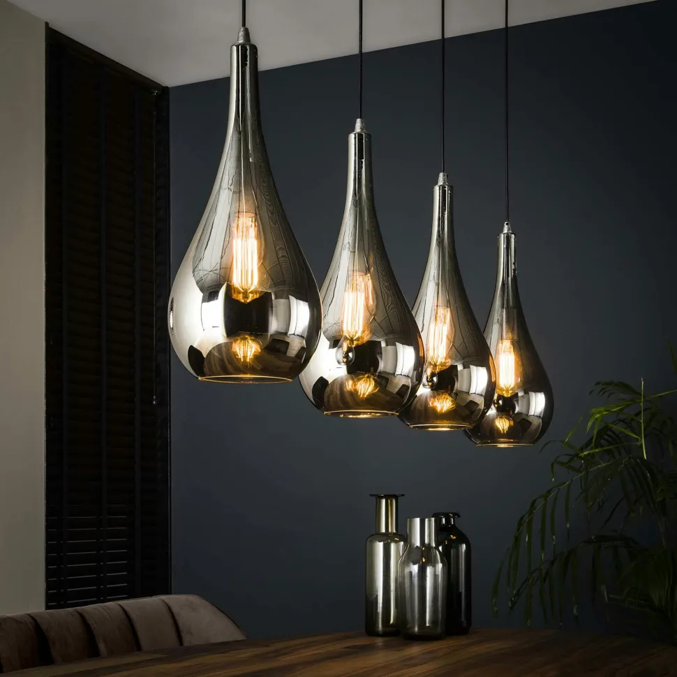 Suspension vintage 3 lampes cuivrées forme ellipse RALF