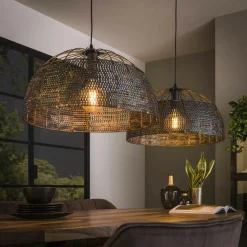 Suspension vintage en métal brun sombre travaillé Ø80 cm TRIBECA
