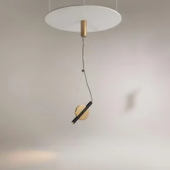 Suspension design graphique – disque blanc et tube noir MONA