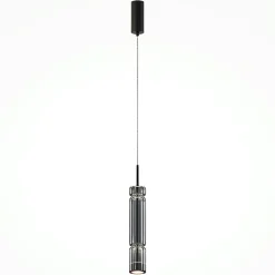 Suspension design LED – abat‑jour verre taillé gris 365 cm SOLANA