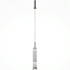 Suspension design LED – abat‑jour verre taillé gris SOLANA