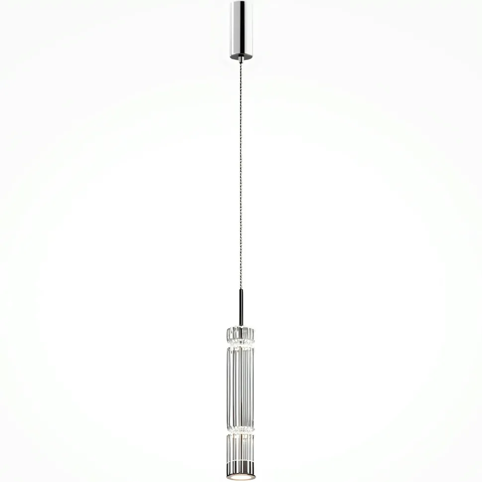 Suspension design LED – abat‑jour verre taillé gris SOLANA