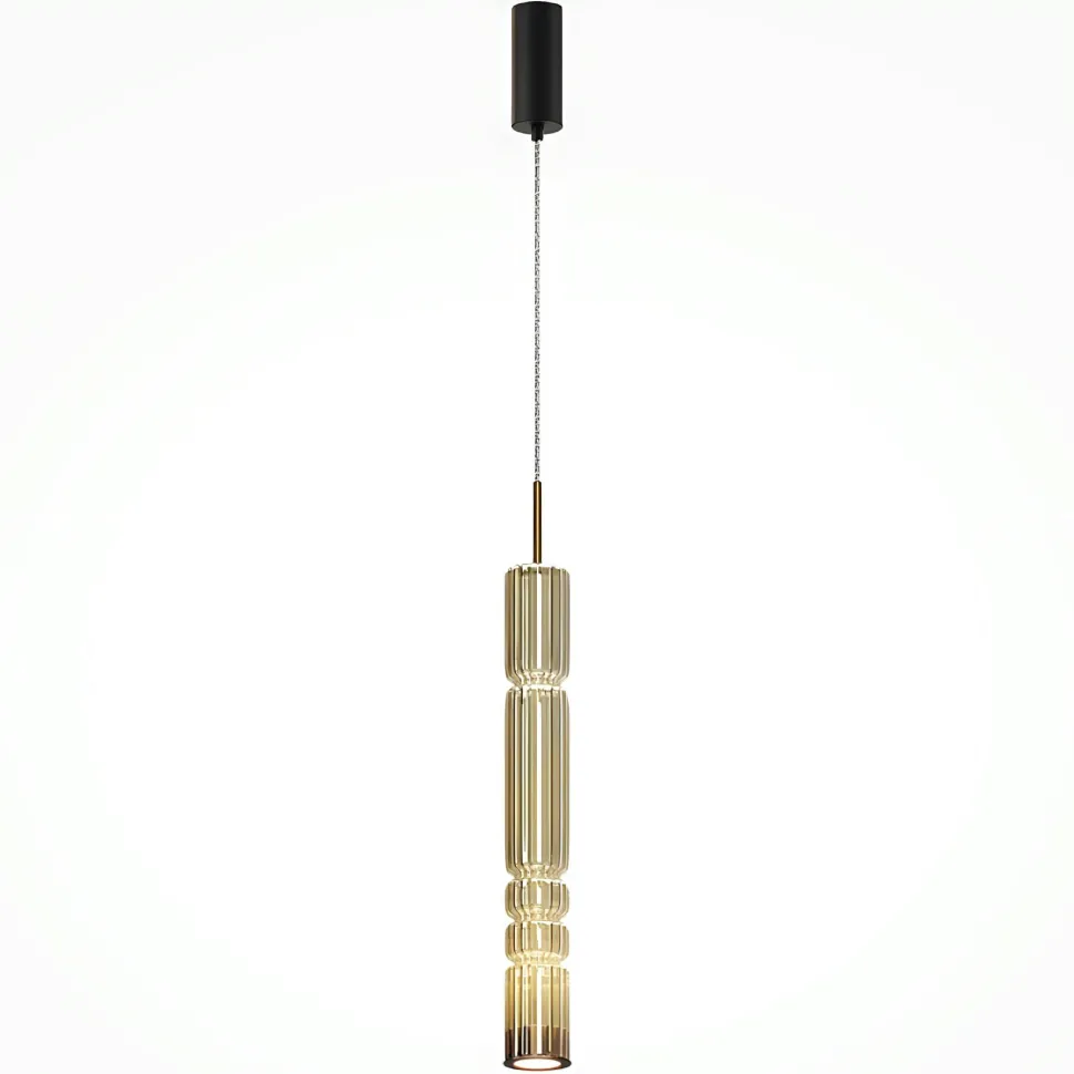Suspension design LED – abat‑jour verre taillé gris SOLANA
