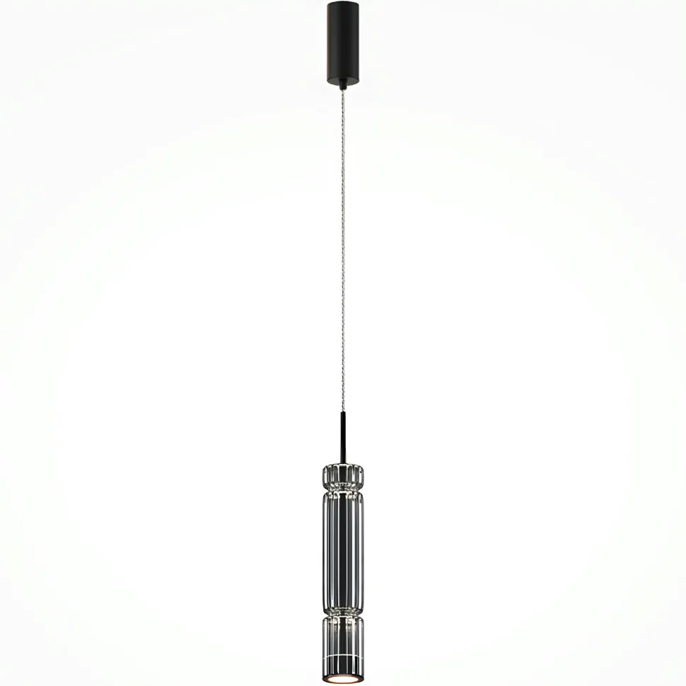 Suspension design LED – abat‑jour verre taillé gris SOLANA