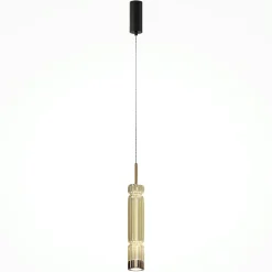 Suspension design LED – abat‑jour verre taillé ambré 365 cm SOLANA