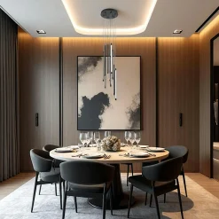 Suspension design LED – cascade de 9 lampes noires SALEM