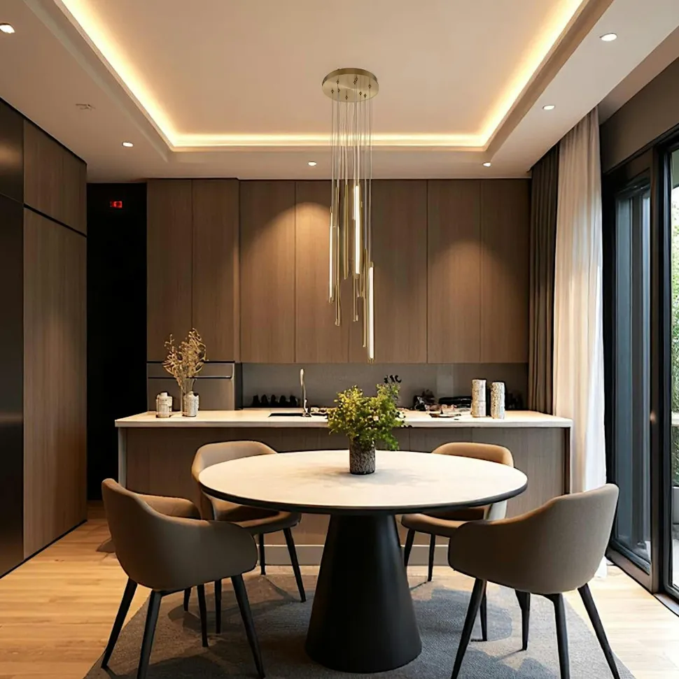 Suspension design LED – cascade de 9 lampes noires SALEM
