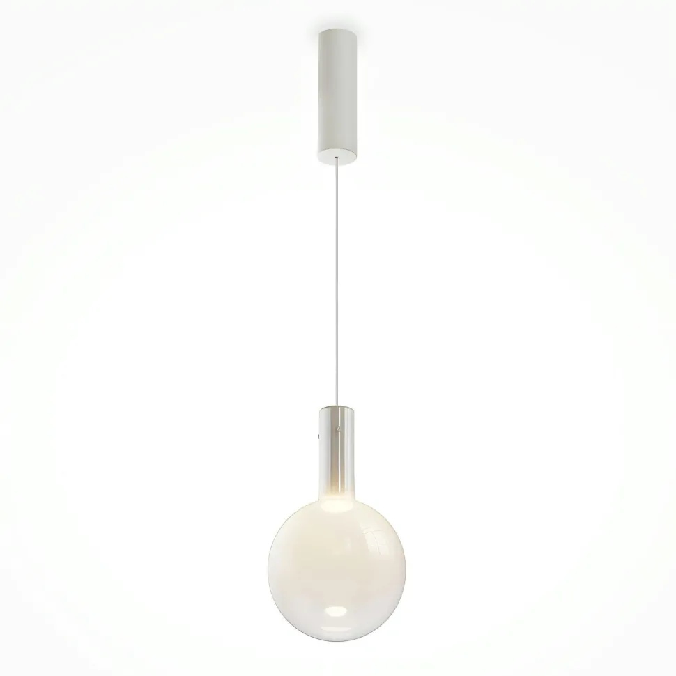 Suspension verre soufflé LED – globe blanc crémeux DELTONA