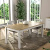 Table à manger blanche, plateau effet bois clair 180 cm CALMA