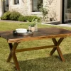 Table à manger de jardin extensible en teck 180/240 cm pieds croisés MACAO