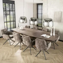 Table à manger design en bois d'acacia massif forme haricot 244 cm MYSORE