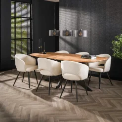 Table à manger en bois massif d'acacia avec bords arrondis 215 cm MELBOURNE