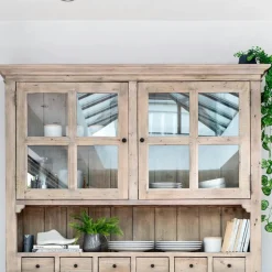 Table à manger en bois recyclé clair tréteaux 200 cm SALERNE