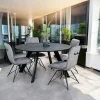 Table à manger en céramique noire mate forme ronde 140 cm BERGAME