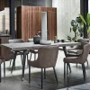 Table à manger extensible bois recyclé piètement effet laiton vieilli 140-180 cm ADÉLAÏDE