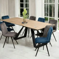 Table à manger extensible en céramique blanche 180-280 LOMBARDIE