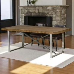 Table à manger moderne chêne acier 200 cm RIVERSIDE