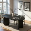 Table à manger moderne noire effet bois pieds en V 180 cm MARFA