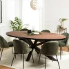 Table à manger ovale bois effet pierre rouille 220 cm BIHAR