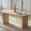 Table à manger ovale effet travertin pieds en V 200 cm MARFA
