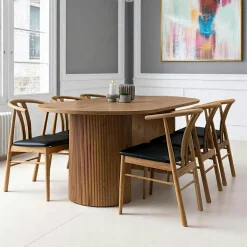 Table à manger ovale effet bois blond 210 cm MATERA