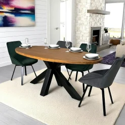 Table à manger ovale en bois de teck recyclé 190 cm ONTARIO