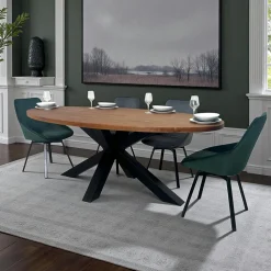 Table à manger ovale en bois de teck recyclé 220 cm ONTARIO
