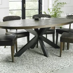 Table à manger ovale en marqueterie de chêne 200 cm ARLINGTON