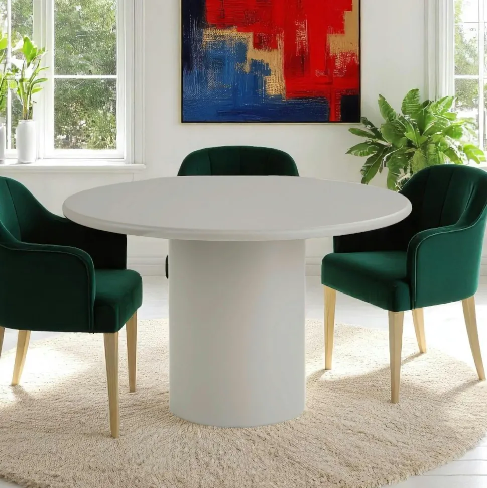 Table à manger ovale sable 220 cm - design minimaliste, pieds obliques ALBERTA